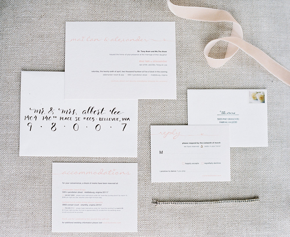 wedding invitations pink simple modern romantic minimalist